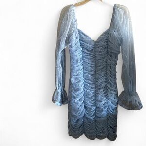 Elegant Blue Ruched Dress HAUTE MONDE STRETCH DRESS